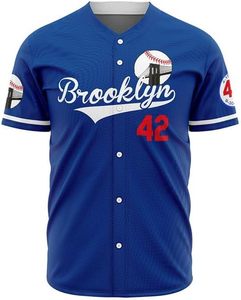 Maillot de baseball boutonné bleu pour homme, taille 42, style années 90, hip-hop, chemises de baseball brodées - Product Image 2