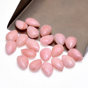 AAA+ <b>Pink</b> Opal 8x12mm Faceted Pear Briolette Beads Natural Peru Opal Semi Precious Gemstone Calibrated Loose Beads For Jewelry - Product Image 4