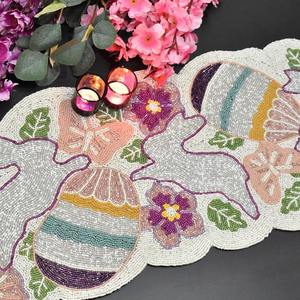 Camino de Mesa Hecho a Mano, Ligero, Ajustable, con Cuentas, de Lujo, Ecológico, Duradero, de 5 mm de Grosor, Forma Personalizada, Estilo Bohemio, con Diseño Floral - Product Image 1