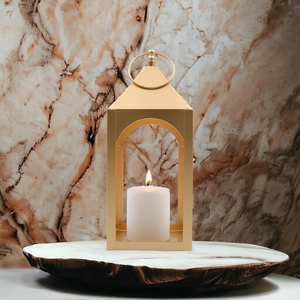 Lanterne en fer forgé artisanale de style classique De-Artico avec anneau de suspension supérieur, dorée, pour table, décoration maison/café, Noël - Product Image 5