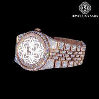 Reloj de Lujo de Excelente Calidad, Totalmente Blanco, con Diamantes, Resistente al Agua, Movimiento Mecánico Analógico, Caja de Acero Inoxidable, Correa de Acero Inoxidable