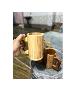 Tasses en bois artisanales traditionnelles, rustiques et réutilisables pour la cuisine, la salle à manger et l'hôtellerie – Collection Héritage - Product Image 1