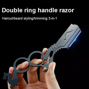 Wholesale Professional Finger Barber Straight Shaving <b>Razors</b> Wood Stainless Steel Single Edge Blades Face Multi Color High - Product Image 4