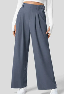 Women's High Waist Wide Leg <b>Pants</b> Solid Black Pleated Loose Fit Full Length Cotton Casual <b>Summer</b> Style - Product Image 5
