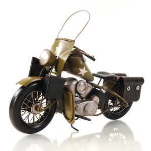 Motocicleta Amarilla de 1942, Escala 1:12, Artesanía Industrial de Hierro, Estilo Retro con Marcas de Estrellas, Decoración para el Hogar Diwali, 30.5Lx12.06Wx22.22H cm - Product Image 1