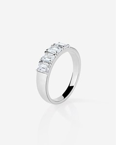 Anillo de Boda con Diamante Cultivado en Laboratorio con Corte Esmeralda, Oro Sólido de 14K/18K, Engaste de Garras, Anillo Ancho y Delicado Apilable, Joyería Minimalista para Mujer - Product Image 6