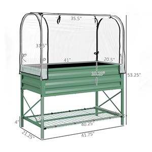 Raised Garden Bed with Legs Cover Metal Elevated <b>Planter</b> <b>Box</b> with Bottom Shelf Liner for Vegetables Green Flower Pots & <b>Planters</b> - Product Image 3