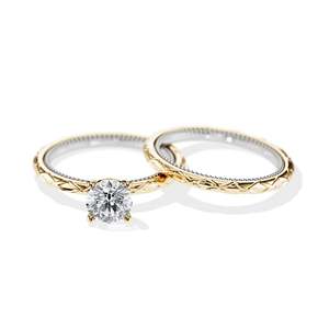 แหวนหมั้นเพชรทรงกลมเจียระไนแบบบริลเลียนท์ชุบทอง 14K สำหรับผู้หญิง สไตล์คลาสสิก รับรองโดย IGI - Product Image 2