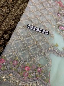 Sari indien pakistanais de créateur, sari de mariage, sari de fête, sari en filet vert menthe, shalwar kameez, vente chaude 2021 - Product Image 2