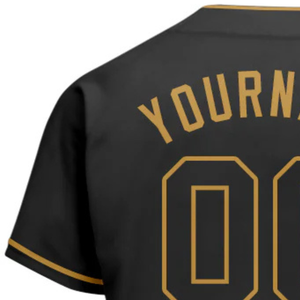 Maillot de baseball noir et or vieilli pour homme, boutonné, uniforme d'équipe, respirant, léger, pour tournoi sportif - Product Image 5