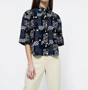 Camisa Tejida Estampada para Mujer, Venta al Por Mayor OEM ODM, Primavera Verano, Personalizada, 100% Algodón, Secado Rápido, Ropa Casual de Alta Calidad - Product Image 3