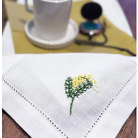 TEXOCRAFT TEXO102 Nappe carrée de luxe faite à la main en lin brodé floral, écologique, pour mariages et dîners