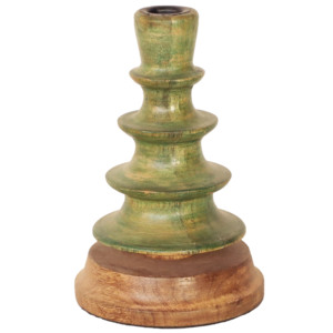 Candelabro de Madera con Patina Verde Vintage y Base de Madera de Mango - Decoración Navideña Hecha a Mano para el Hogar - Product Image 4