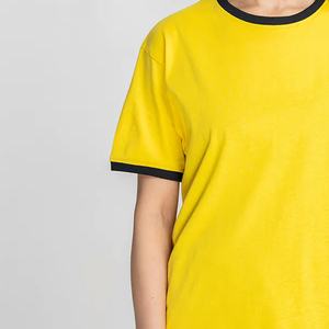 Women's Yellow Crew Neck T-Shirt Loose Fit Short Sleeve Solid Color Casual Jersey Cotton <b>Top</b> Breathable All Seasons Soft Fabric - Product Image 6
