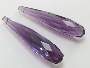 Perles entretoises en verre goutte allongée à facettes en quartz améthyste violet 35 mm, vente en gros, fournitures de fabrication de bijoux DIY pour boucles d'oreilles - Product Image 6