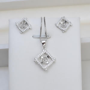 Juego de Pendientes y Anillo de Cabeza con Molinillo de Viento Cuadrado de Plata S925, 8-9 Perlas, Accesorios de Joyería Semi-Acabados 1388, Soporte para Accesorios - Product Image 1