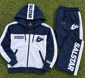 Ensemble de survêtement personnalisé blanc et bleu pour homme, sweat à capuche zippé et pantalon, en molleton de coton premium, fabricant d'ensembles de survêtement sportifs - Product Image 6