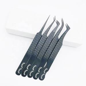 Ensemble de pincettes à cils noirs prix de gros pince à cils en acier inoxydable durable de qualité chirurgicale fond d'impression NOMEX - Product Image 1