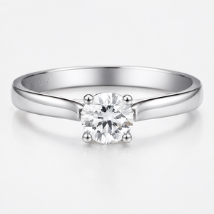 Bague de fiançailles classique en moissanite, plaqué or blanc 14 carats, taille brillant rond, sertie à griffes, pour femme - Product Image 1