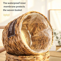 Cesta de Flores Tejida de Paja, Soporte Alto de Madera para Flores, Decorativo, Listo para Usar