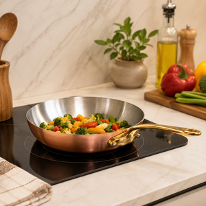 3 Ply Copper Frying <b>Pan</b> with Stainless Steel Lining, Premium Copper Skillet, Brass Handle Chef Cookware, OEM ODM Wholesale - Product Image 4
