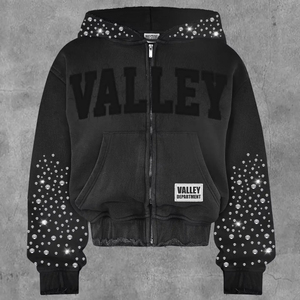 Sweat à capuche Eyre Sport Wear personnalisé avec impression numérique et strass, fermeture éclair thermocollée, 100 % coton épais, coupe classique - Product Image 2