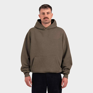Sweat-shirt à capuche surdimensionné pour homme, couleur unie, en molleton de coton, pull décontracté, coupe classique, vêtements décontractés pour l'hiver - Product Image 3