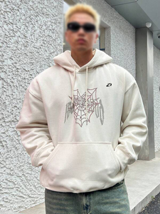 Sweat à capuche surdimensionné en molleton de coton avec strass motif araignée, style streetwear, motif graphique, pour homme, design personnalisé - Product Image 6
