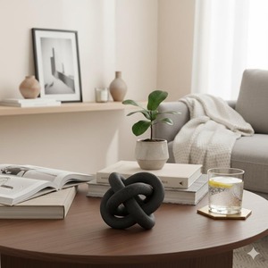 Chaîne en bois à 5 maillons sculptée à la main, style bohème, décoration moderne pour la maison, chaîne en bois à nœuds ronds - Product Image 3