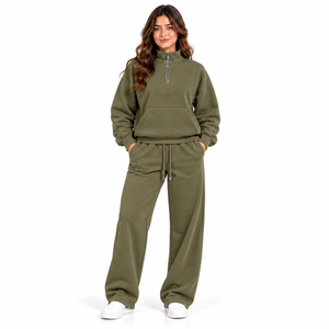 Conjunto de 2 Piezas con Logotipo Personalizado para Mujer, Ropa Deportiva Otoño-Invierno 2025, Sudadera con Capucha y Pantalones Anchos, Ropa Casual - Product Image 1