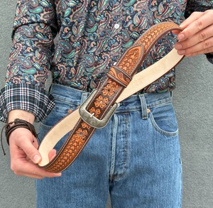 Genuine Leather <b>Belt</b> Cow Hide Braided Western <b>Buckle</b> <b>Silver</b> Pin Casual Style Durable 2.5 Inches Width - Product Image 4