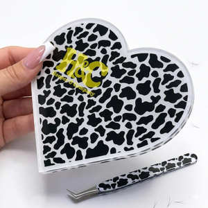 New Black Cheetah <b>Heart</b> Tile <b>Heart</b> <b>Shape</b> Acrylic Lash Tile Lash Holder with Customized Logo Solid Beauty Tool mink eyelash Tiles - Product Image 1