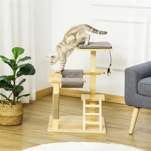 Torre di Lusso per Gatti con Tiragraffi, Arredamento per Animali Domestici, Struttura per Arrampicata e Gioco, Confezionata in Cartone - Product Image 1