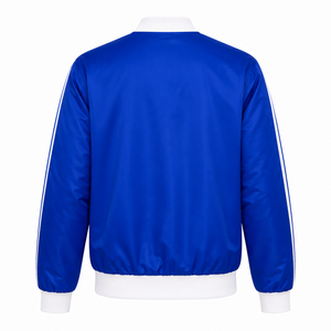 Chaqueta cortavientos personalizada de la hermandad Zeta Phi Beta con logo bordado en azul y blanco, estilo casual para mujer con forro de poliéster. - Product Image 3