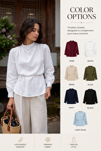 Ensemble deux pièces bohème vintage pour femme, blanc, épaules dénudées, sans manches, tissé, écoresponsable, avec pantalon large en lin beige - Product Image 2