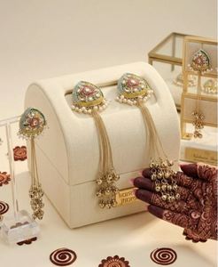 High Quality Traditional Kashmiri Zinc Alloy <b>Gold</b> Plated Geometric Drop <b>Earrings</b> Crystal Rhinestone Women Vintage Ethnic Party - Product Image 3