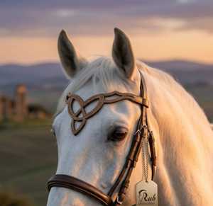 Diadema para Caballo de Cristal Hecha a Mano Rub International - Colección de +25 Colores - Cuero Brillante - Accesorios Ecuestres Curvos con Pedrería - Modelo 7860B - Product Image 2
