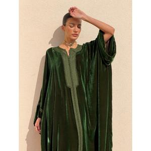 Long Silk <b>Kaftan</b> Printed Multicoloured Features High Stand Collar Contrasting Sfifa Handmade Buttons Fastening Through - Product Image 4