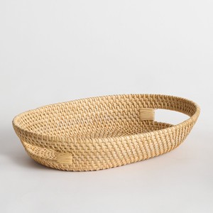Artisanal Oval Rattan Serving Tray With Handles Woven Natural Bread <b>Basket</b> Food Platter Kitchen <b>Coffee</b> <b>Table</b> Drink Display Board - Product Image 1