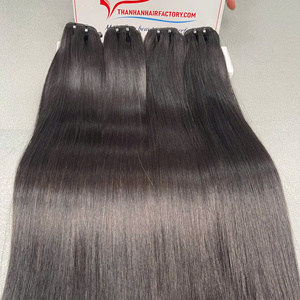 Precio al por mayor 100% cabello humano crudo Super suave y sedoso extensiones de cabello de trama recta natural Color negro - Product Image 4