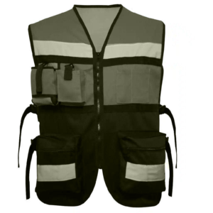 Chaleco de Seguridad Reflectante de Alta Visibilidad con Bolsillos y Cierre de Cremallera, Ropa de Trabajo de Poliéster Gris Unisex - Product Image 5