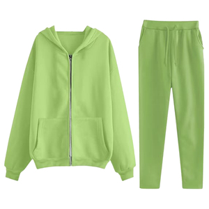 Hooded tracksuit for women High Quality Breathable 100% Cotton Winter Casual Fleece Hooded Women's Tracksuits Gym Sports Wear - Product Image 4
