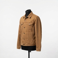 Veste en jean respirante coupe ajustée pour l'hiver, 100% coton, col montant, à capuche, coupe classique pour homme