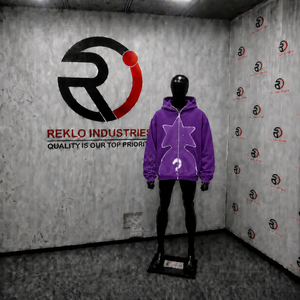 Sudadera con capucha y cremallera completa con estampado de estrella morada, estilo urbano oversize, unisex, con efecto desgastado, personalizada - Product Image 3