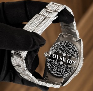 Reloj de Lujo Laysware con Diamantes Moissanite VVS Analógicos, Caja Redonda de Acero Inoxidable, Reloj de Cuarzo para Mujer - Product Image 4