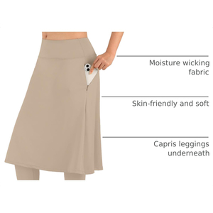 Jupe crayon modeste pour femme, taille haute, couleur unie, avec poches, respirante, en nylon tricoté, écologique, infroissable, séchage rapide - Product Image 5