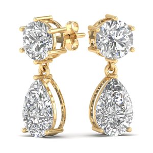REYES Classic Design 14K Solid Yellow <b>Gold</b> Wedding Party Wear <b>Dangle</b> Drop <b>Earrings</b> For Women Luxury Fine Jewelry <b>Earrings</b> - Product Image 1