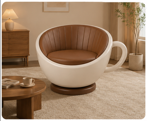 Fauteuil de salon moderne en forme de tasse à café, fauteuil d'appoint luxueux rembourré pour salon, hôtel, café - Product Image 2