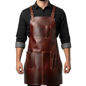 Delantal de Trabajo de Cuero Genuino Resistente a la Abrasión, Delantal Profesional para Trabajadores de la Madera con Bolsillos Reforzados LPN-0253 - Product Image 1