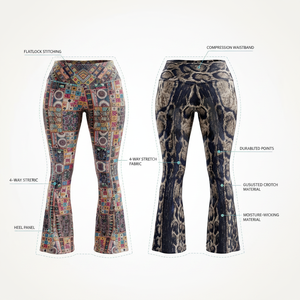 Leggings évasés confortables à effet froncé aux fesses, grande taille, avec motif imprimé personnalisé, extensibles, pour le fitness et l'entraînement - Product Image 2